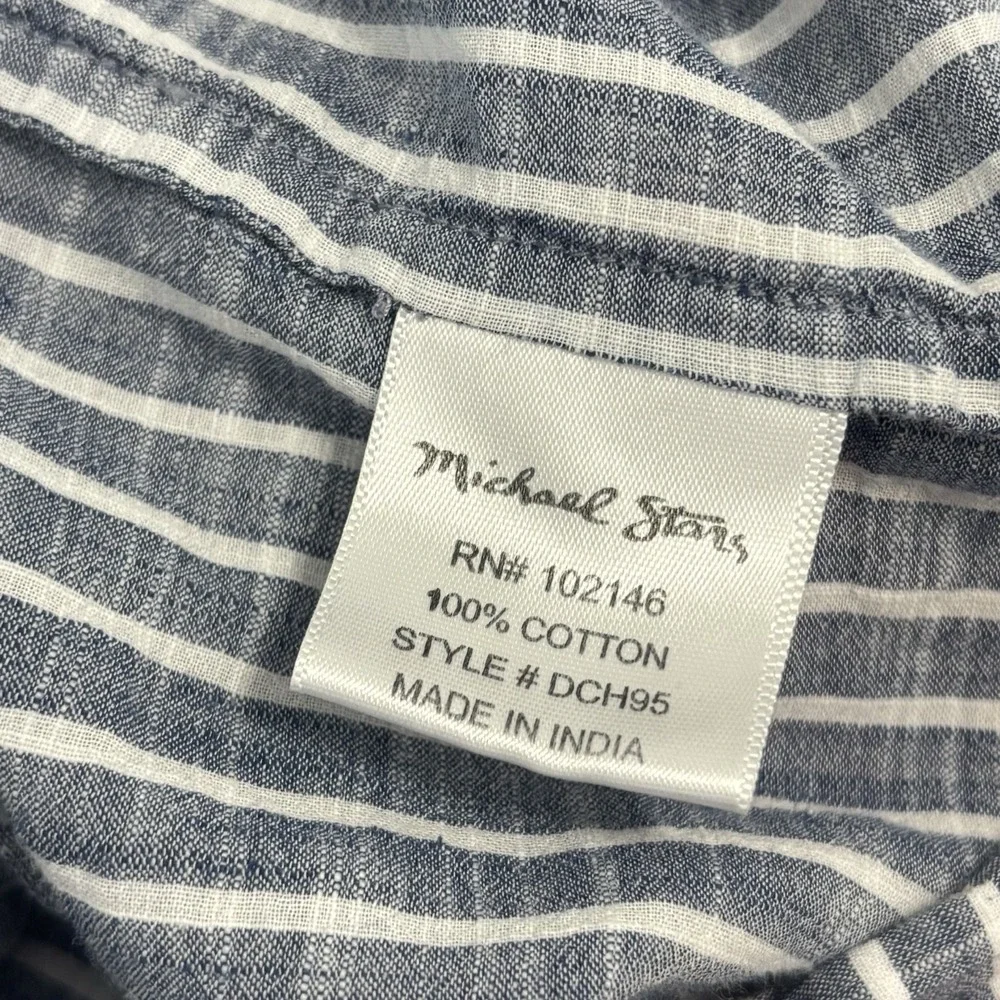 Michael Stars 100% Cotton Shirt Dress Womens ‎ Sz L Button Up Tunic Long Sleeve - Picture 6 of 7